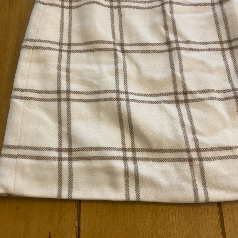 J.Crew Women’s Plaid Lined Skirt Cream Tan Zip On New Size 6